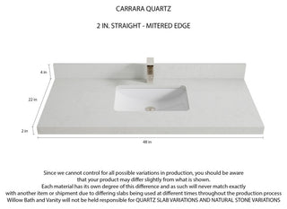 Cambridge 48 Single Sink Bath Vanity in Coventry Gray 2" Carrara Quartz