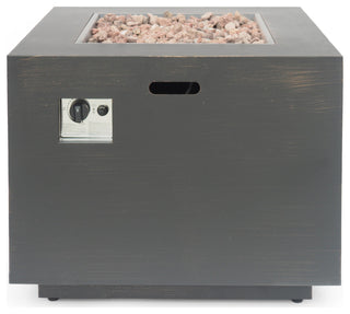 Jairo Outdoor 33" Square Fire Pit, Brushed Brown