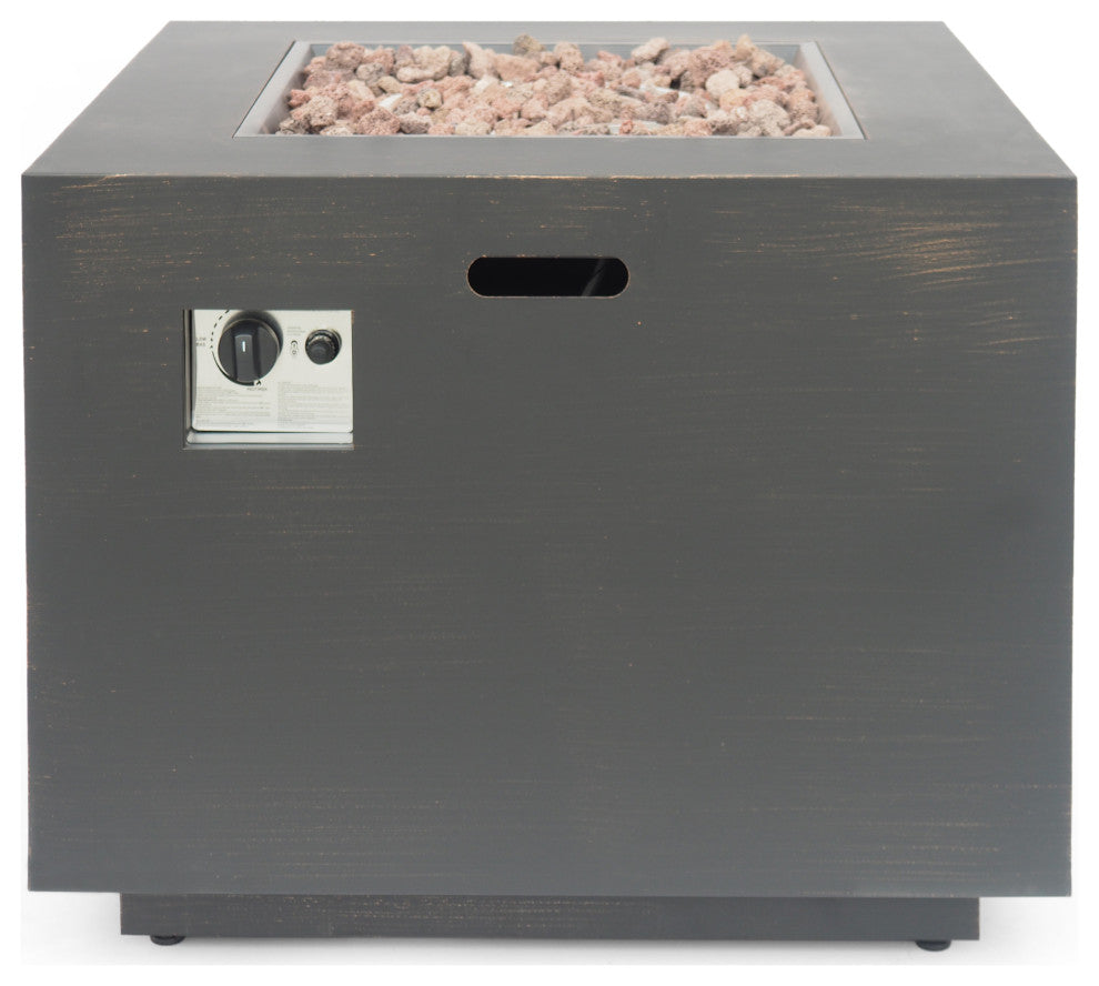 Jairo Outdoor 33" Square Fire Pit, Brushed Brown