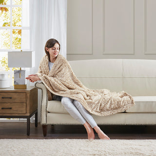 Madison Park Zuri Oversized Faux Fur Throw, Leopard