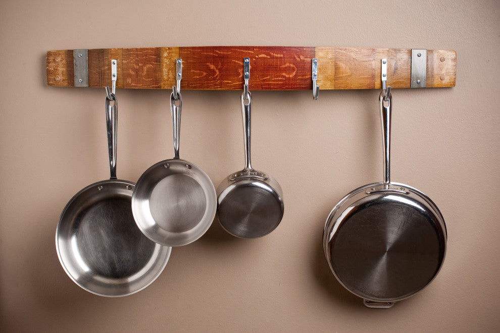 Wine Barrel Pot Rack With Bands