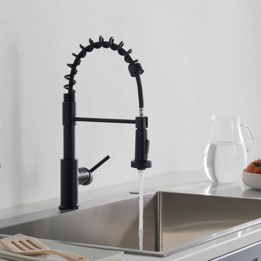 Blossom Lead Free, Solid Brass, Single Handle, Pull Out Kitchen Faucet, Matte Bl