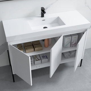 Flutie 48" Bathroom Vanity Set, White, Single Resin White Sink