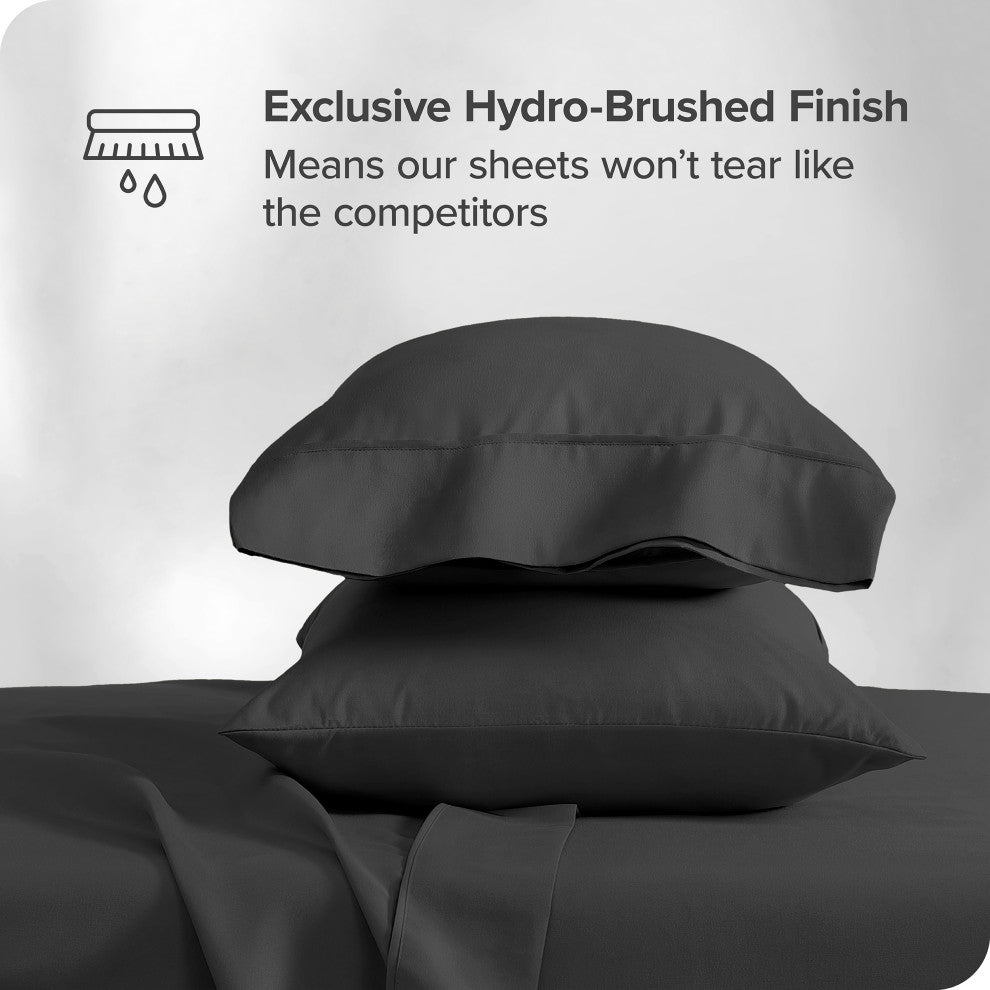 Bare Home 1800 Microfiber Sheet Set, Black, Queen