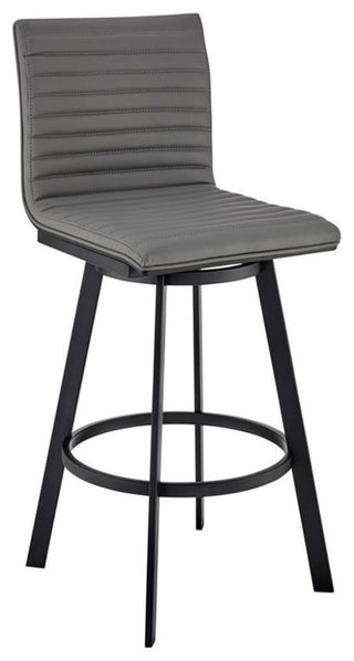 Armen Living Jermaine 26" Faux Leather Counter Stool in Gray/Matte Black