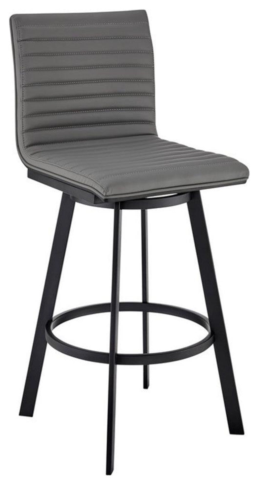 Armen Living Jermaine 26" Faux Leather Counter Stool in Gray/Matte Black