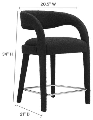 Pinnacle Boucle Upholstered Counter Stool Set of 2, Black Silver