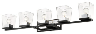Z-Lite 475-5V Bleeker Street 5 Light 43"W Bathroom Vanity Light - Matte Black /