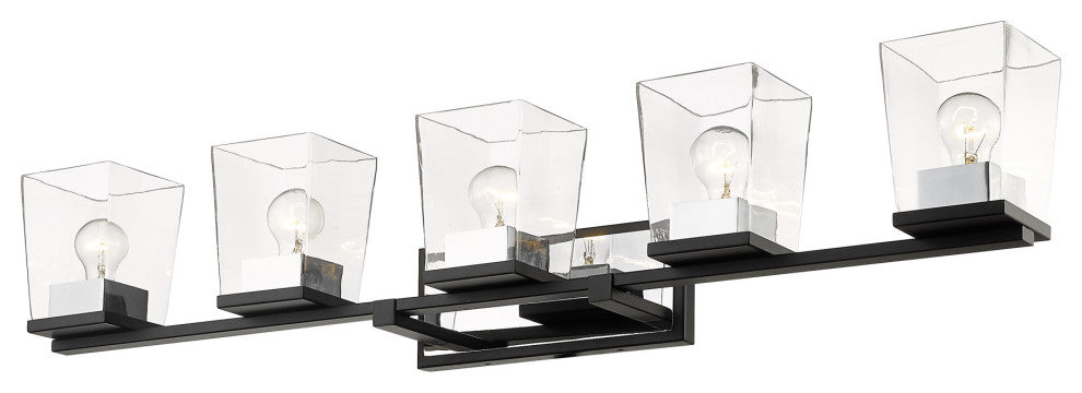 Z-Lite 475-5V Bleeker Street 5 Light 43"W Bathroom Vanity Light - Matte Black /