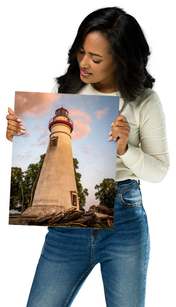 Marblehead Lighthouse at Sunset From the Shore Unframed Wall Art Prints, 11" X 14"