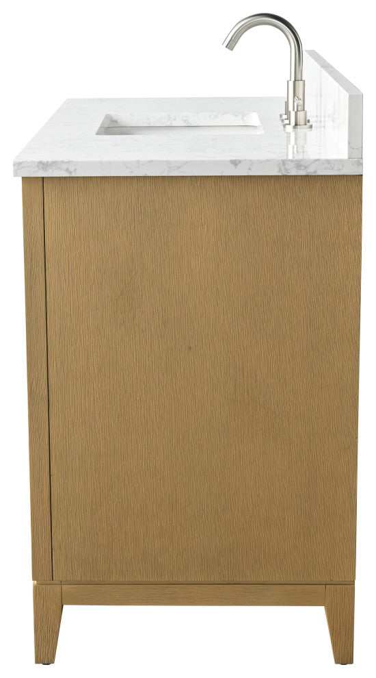 Vanity Art Bathroom Vanity With Sink, Natural Oak, 48" Single