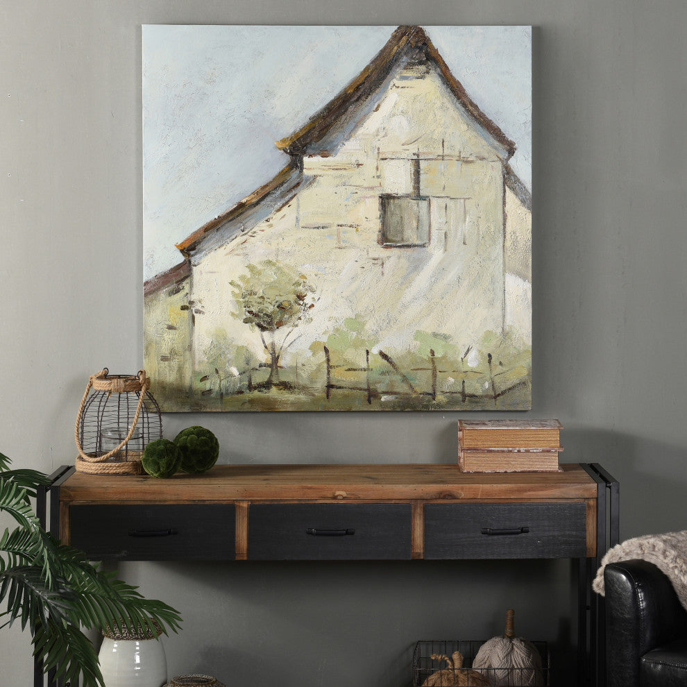 Vintage Farmhouse | Original Hand Painted Canvas | Traditoinal | Wood Stretche