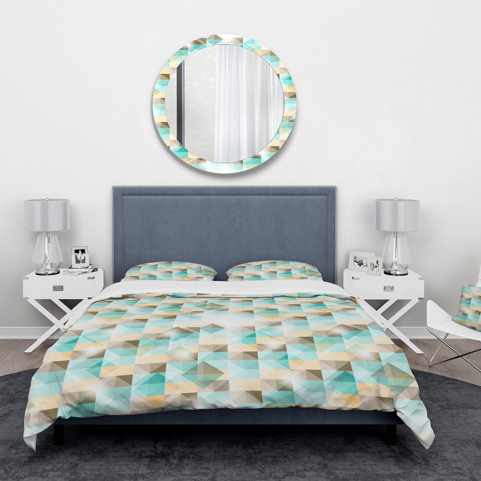 3D Illusion of Geometric Squaresf Abstract Duvet Cover, Twin