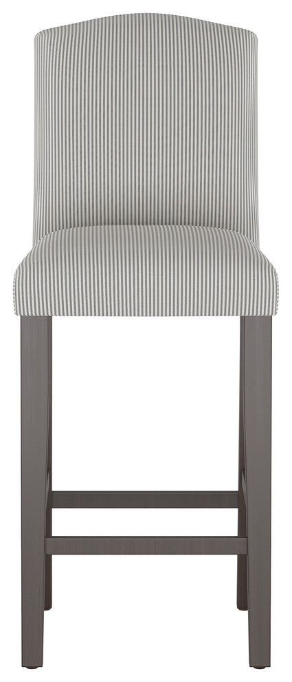 Janet Camel Back Bar Stool, Oxford Stripe Charcoal