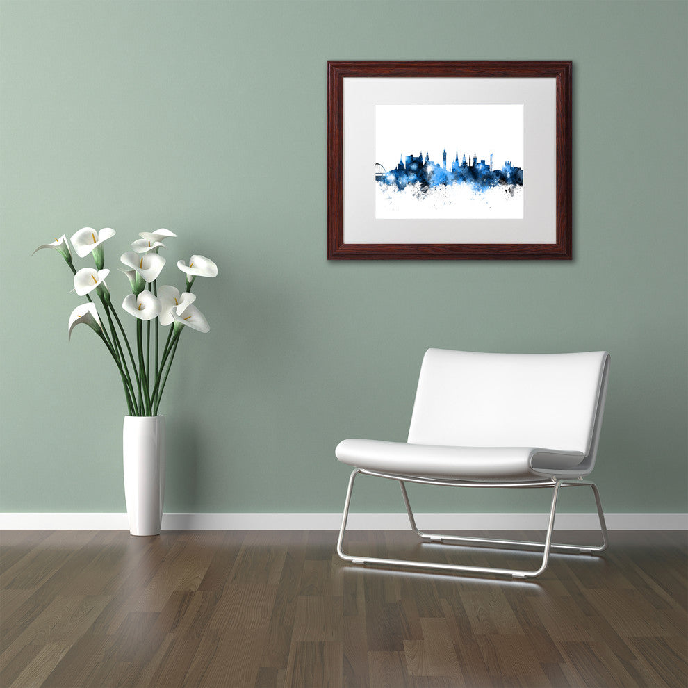 Michael Tompsett 'Glasgow Scotland Skyline White' Matted Framed Art, 11x14