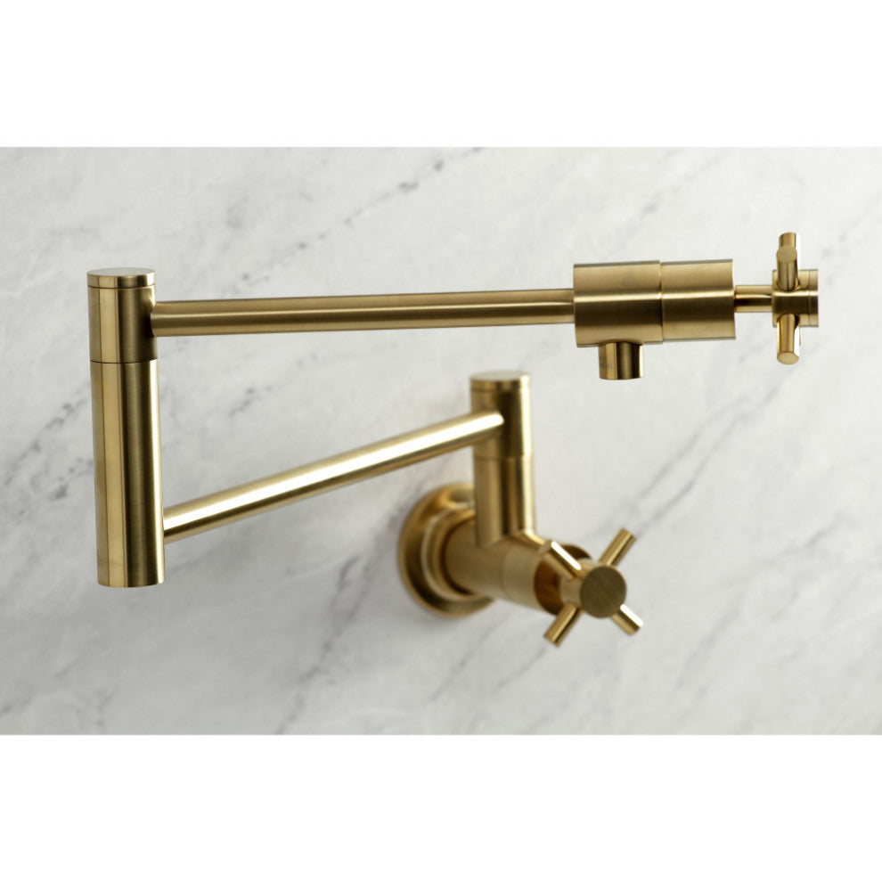 Kingston Brass KS4107DX Concord Wall Mount Pot Filler, Brushed Brass