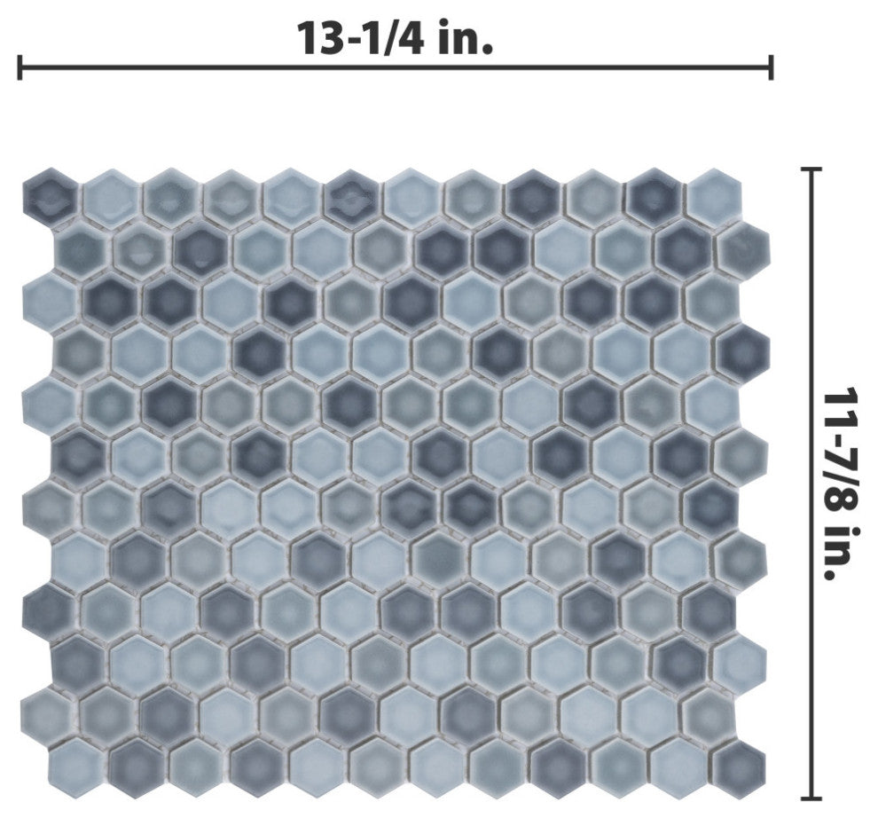 Hudson 1" Hex Stillwater Porcelain Floor and Wall Tile