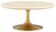 Lippa 36" Round Artificial Travertine Coffee Table, Gold Travertine