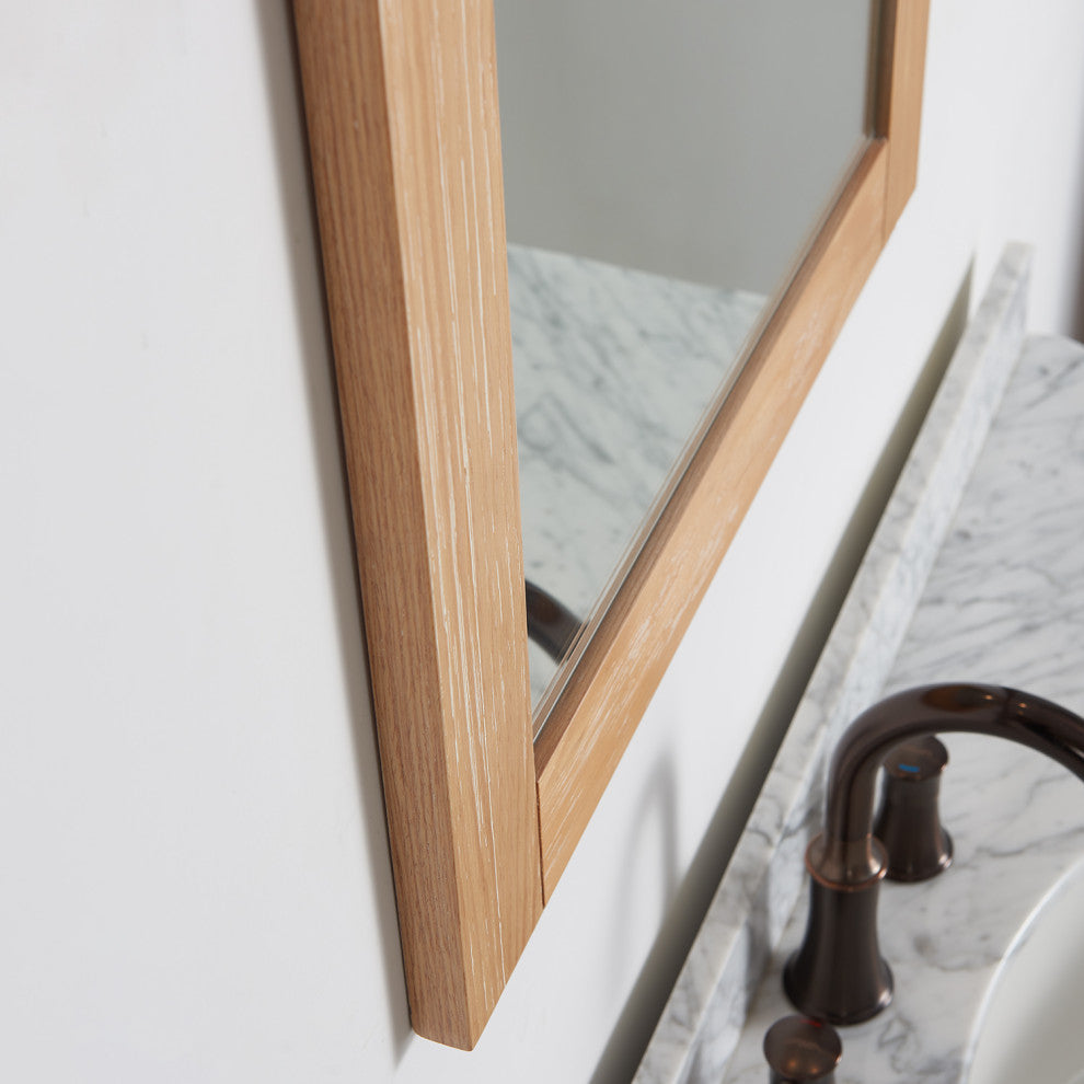 Cortes Rectangular Wall Mount Mirror, Weathered Pine, 24"