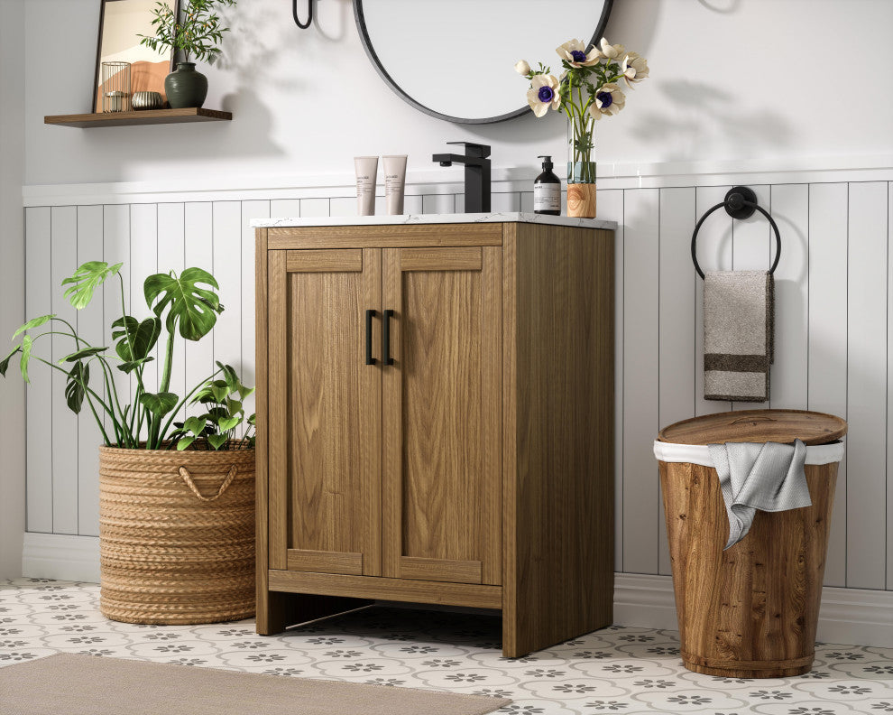Home Living 24" Single Bathroom Vanity, Walnut Brown