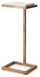 Petite Minimalist Bronze White Accent Table Cantilever Pull Up Marble Metal Gold