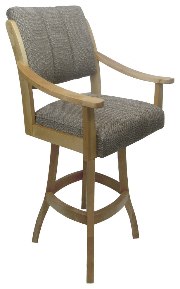 Swivel Counter Wood Bar Stool Casa on S-Base, Plumley Cocoa on Natural, 30"