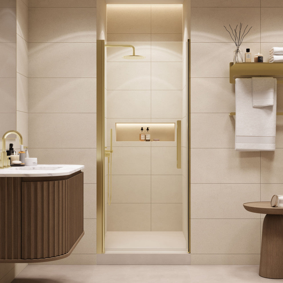 Pasadena 31 5/8-33"Wx72"H Alcove Pivot Shower Door Brushed Gold