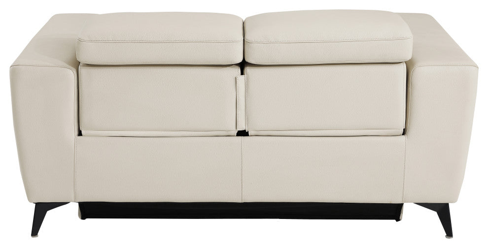 Arezzo Genuine Italian Leather Modern Loveseat, Beige