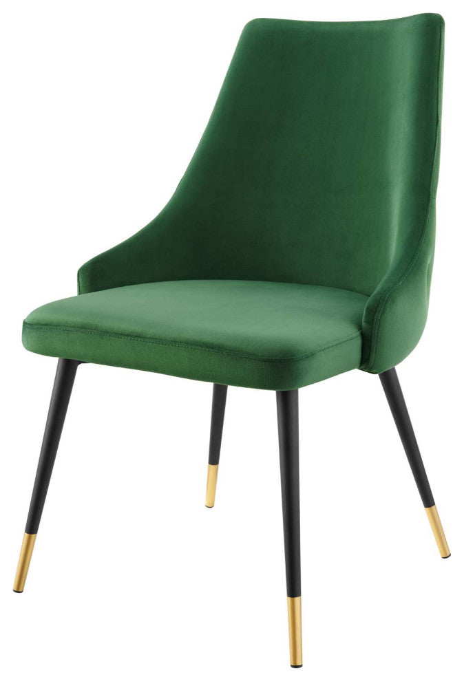 Side Dining Chair, Set of 2, Velvet, Green, Cafe Bistro Restaurant Hospitality