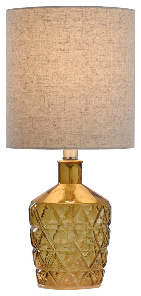 Textured Glass Accent Lamp With an Open Bottom Design, Sunset Amber