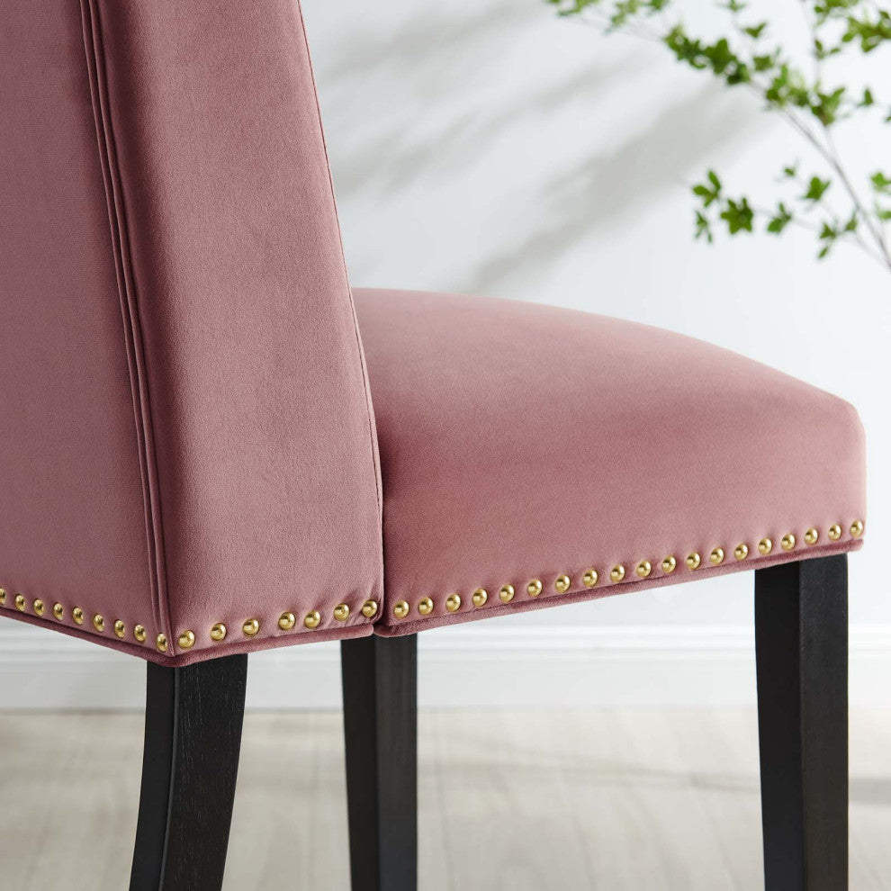 Dining Chair, Nailhead, Set of 2, Pink, Velvet, Modern, Cafe Bistro Hospitality