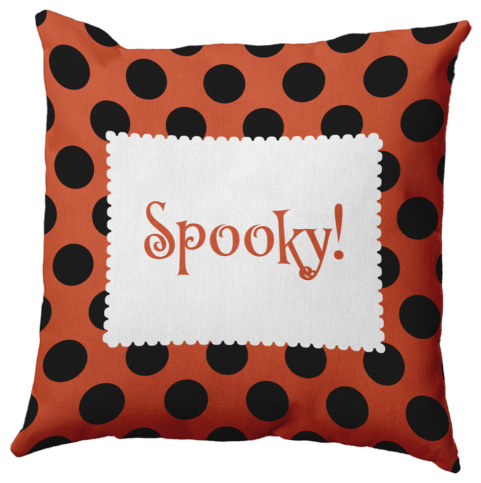 Halloween Spooky Dots Accent Pillow, Harvest Orange, 18"x18"