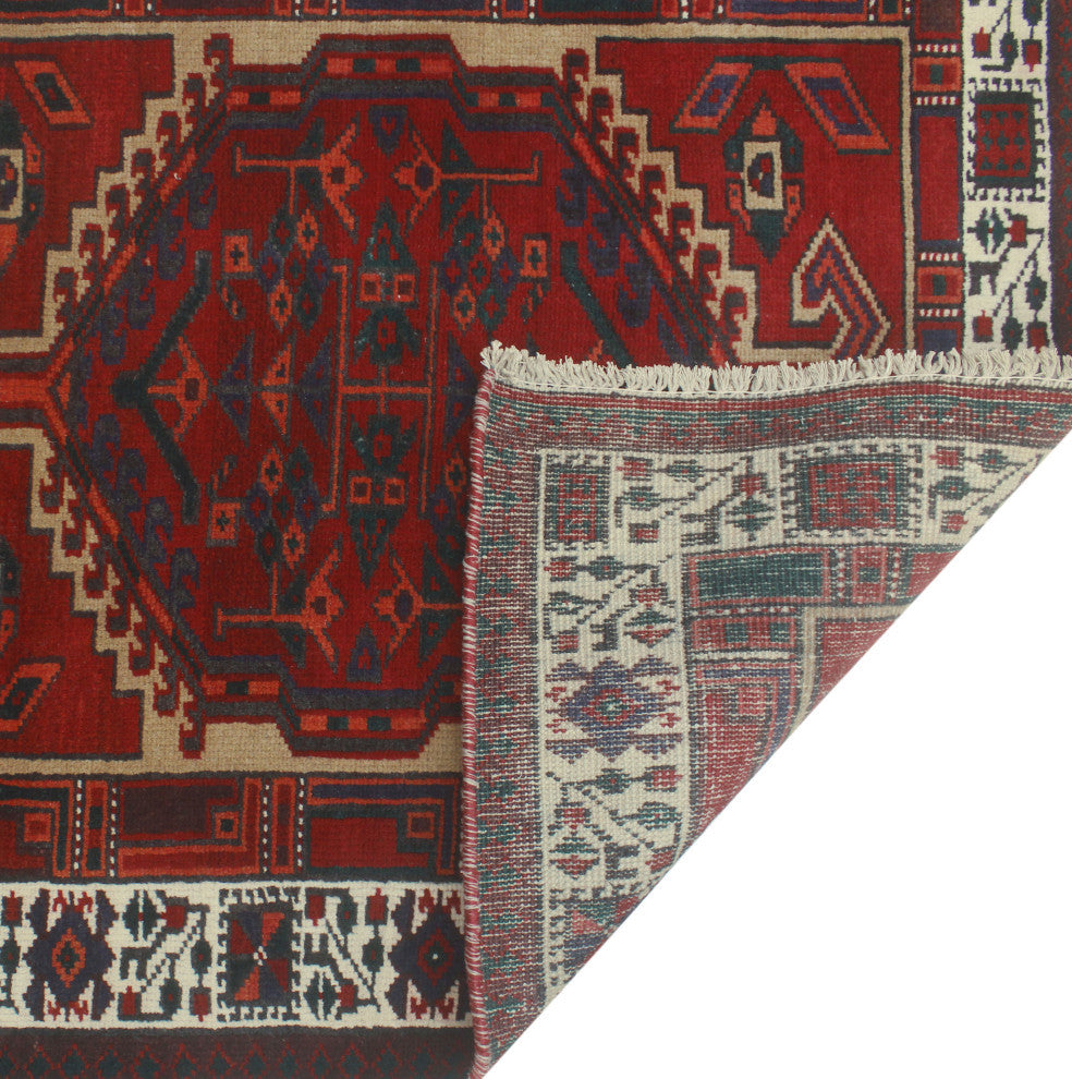 Fine Vintage Distressed Cadi Red/Ivory Runner, 3'2x10'10