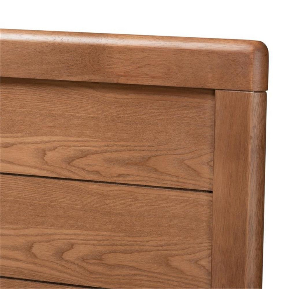 Artemis Mid-Century Modern Walnut Browned Wood Full Size Platform Bed
