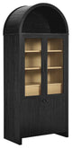 Evie Arched Tall Display Cabinet, Black Oak