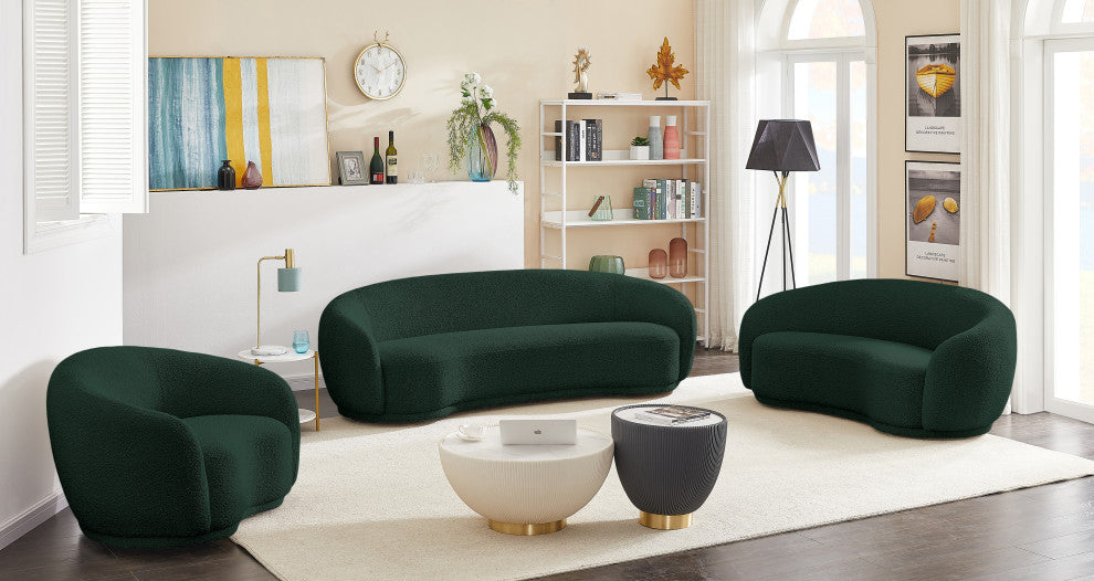 Hyde Boucle Fabric Upholstered, Green, Loveseat
