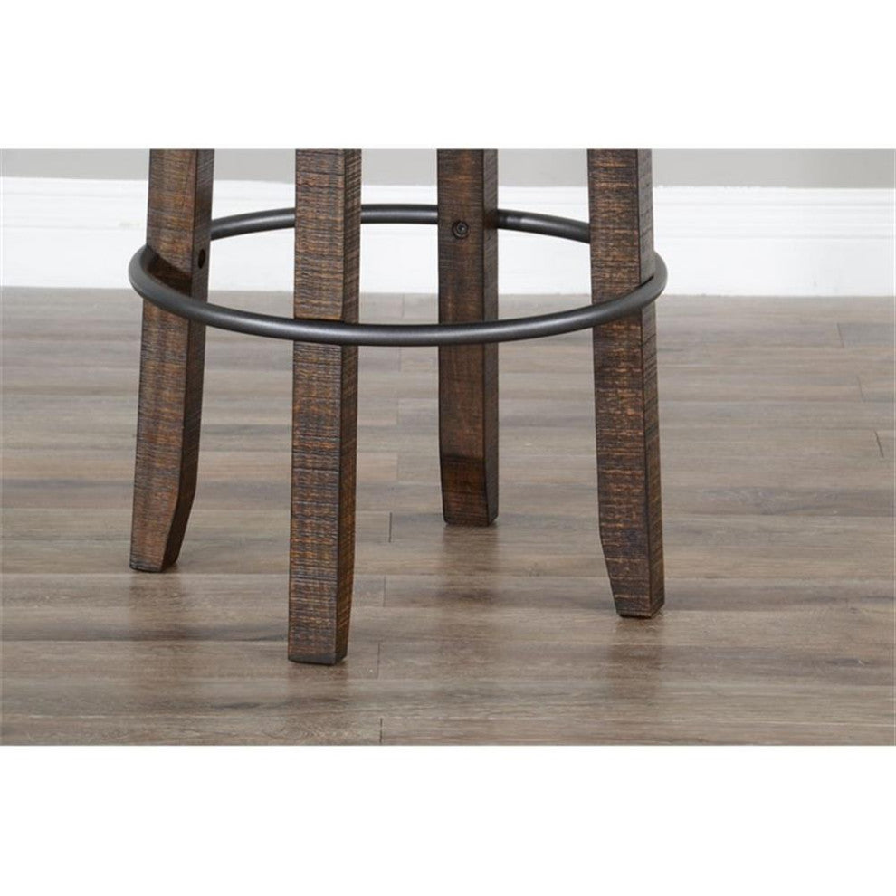 Home Square 30" Wood Backless Swivel Barstool in Tobacco Leaf - Set of 3