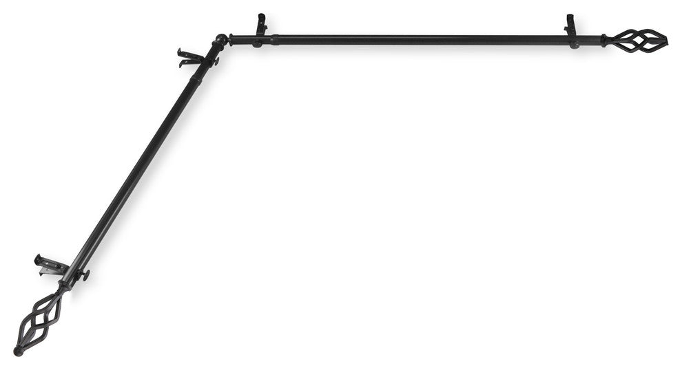Vinci 13/16" Corner Window Curtain Rod, Black, 28-48"