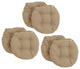 16" Polyester Solid Outdoor Round Tufted Chair Cushions, Set of 6, Sandstone
