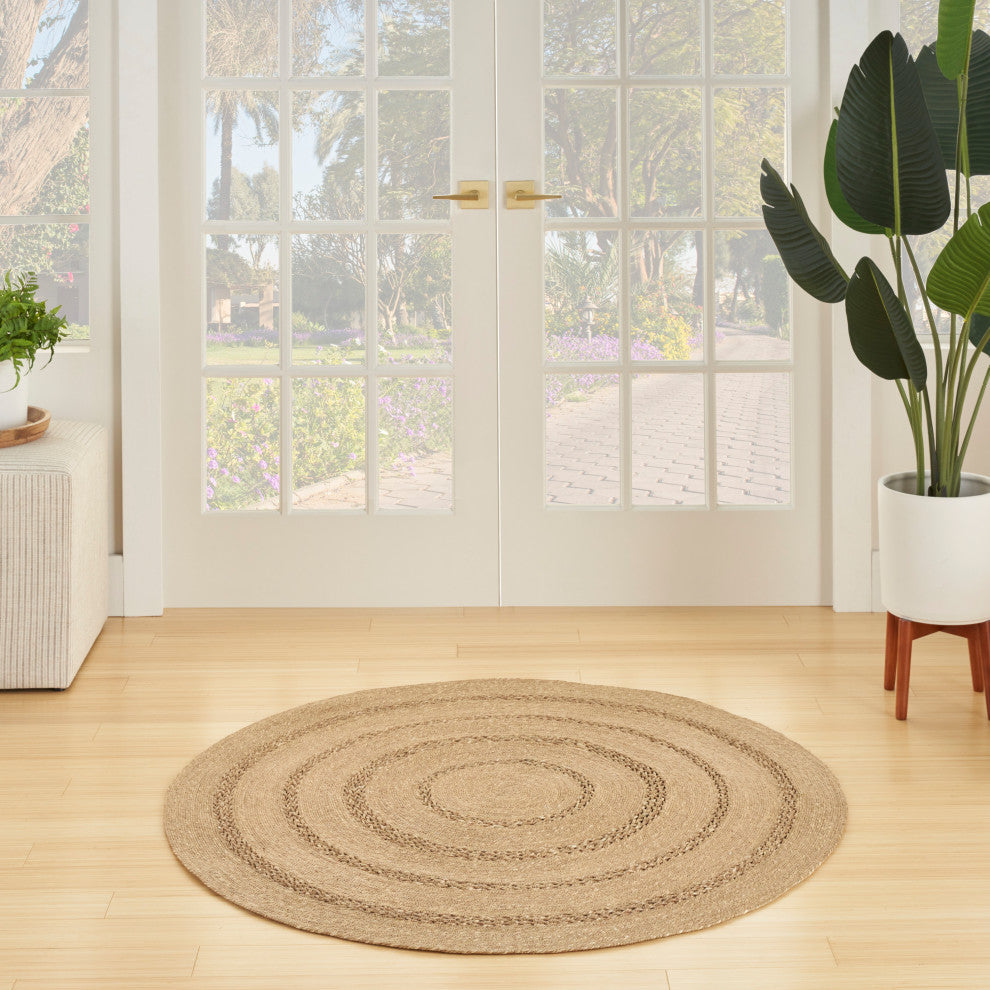 Nourison Natural Seagrass 3' x Round Natural Outdoor Rug