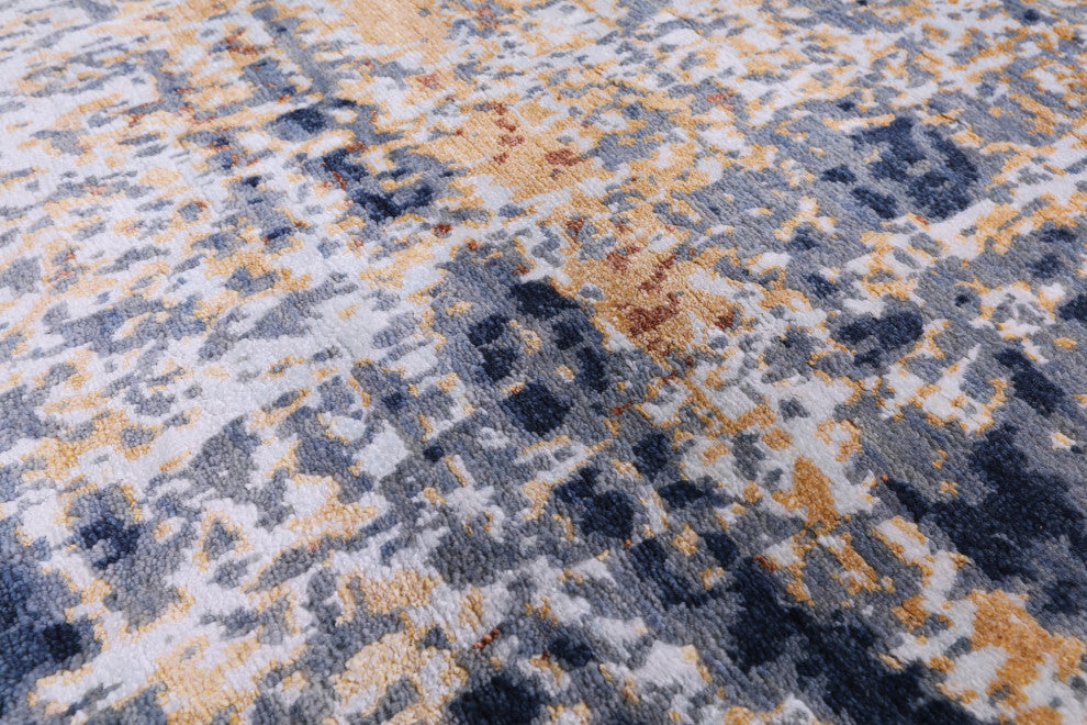 9' 0" X 12' 0" Abstract Wool and Silk Handmade Rug Q8865