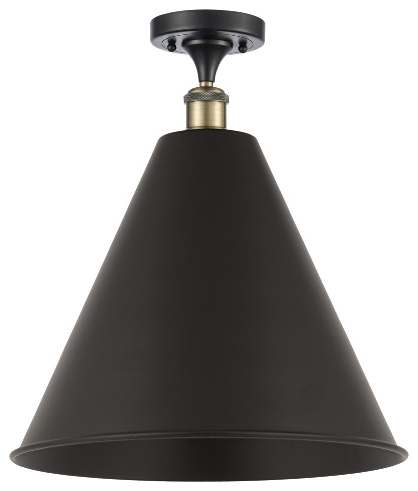 Ballston Cone Semi-Flush Mount, Black Antique Brass, Matte Black