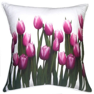 Pillow Decor - Vibrant Magenta Tulips 19 x 19 Throw Pillow
