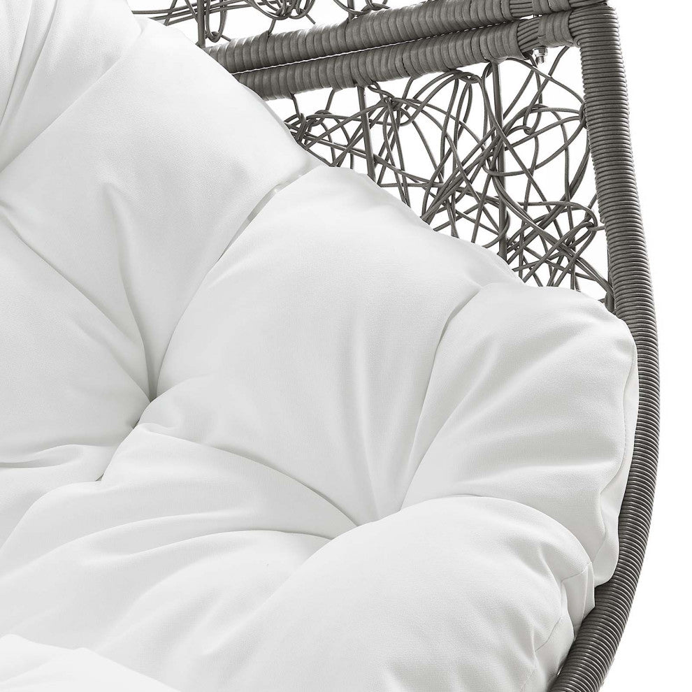 Encase Outdoor Patio Rattan Swing Chair - Gray White