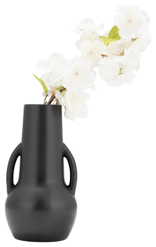 Ceramic 8", Vase, Handles, Black