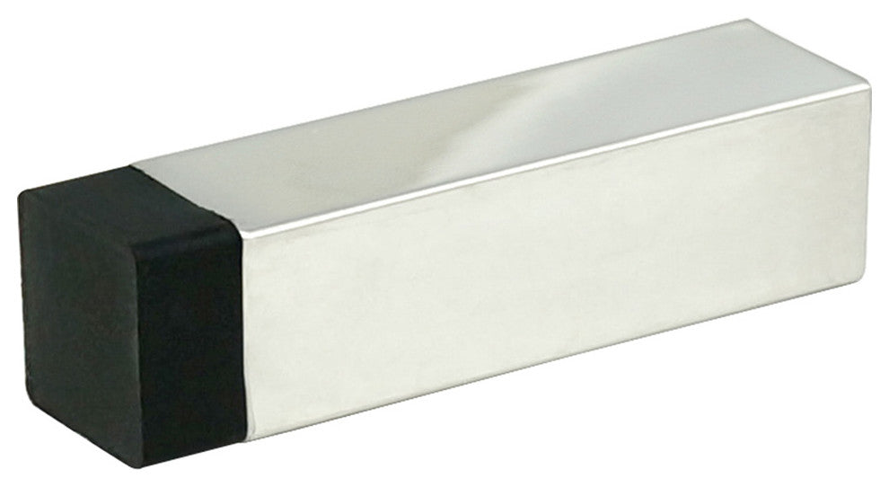 Square Shape Door Stop, Wall Mount, Polished Stainless Steel