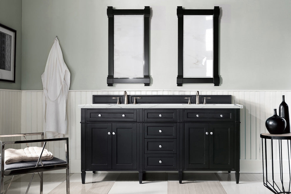 James Martin 650-V72-BKO-3ENC 72" Black Onyx Double Vanity w/ 3 CM Quartz Top