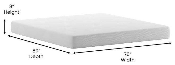 Jasmine Charcoal & Green Tea Cooling Gel Memory Foam 8" CertiPUR-US Mattress, White, King
