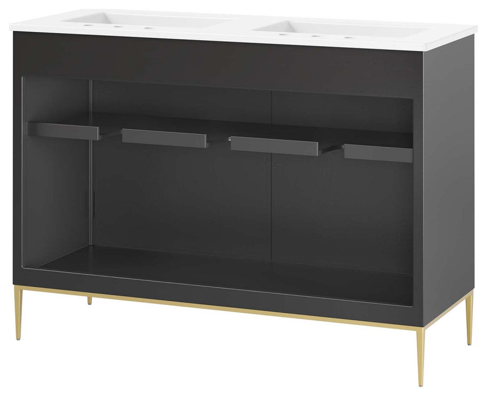 Awaken 48" Bathroom Vanity, White Black