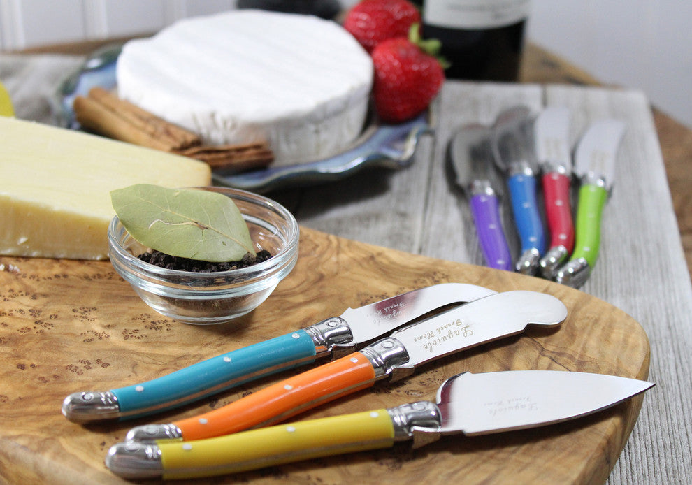 7 Piece Laguiole Jewel Colors Cheese Knife And Spreader Set